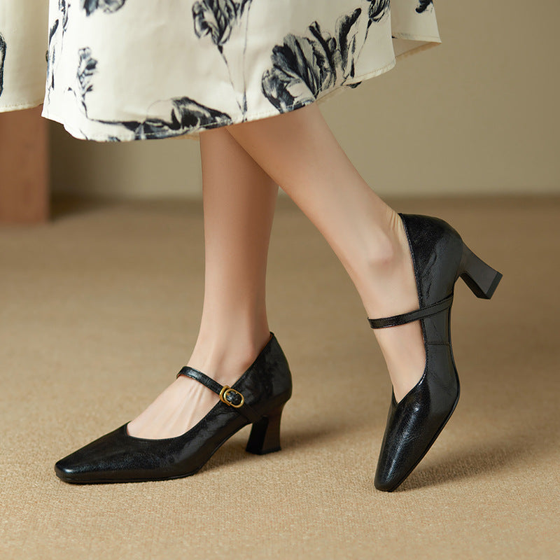 Womens Genuine Leather Heels Classic Fit