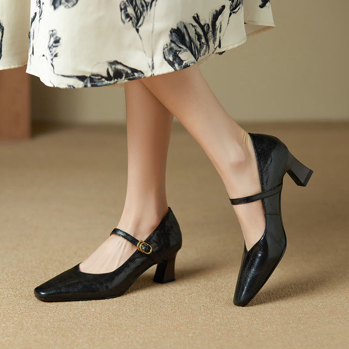 Womens Genuine Leather Heels Classic Fit