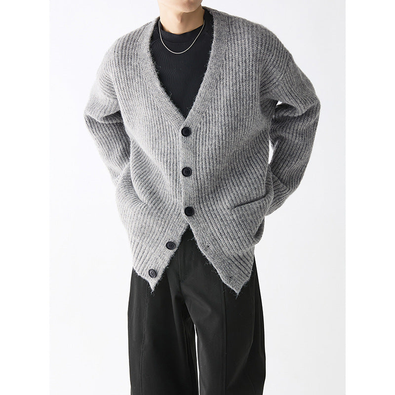 Mens Knit Cardigan Textured Oversized Fit