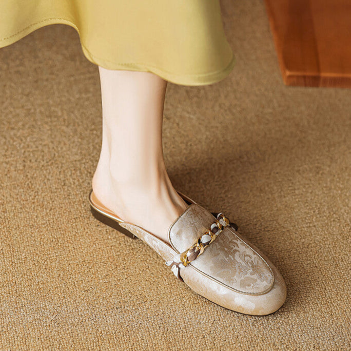 Womens Genuine Leather Mules Slip-On Style