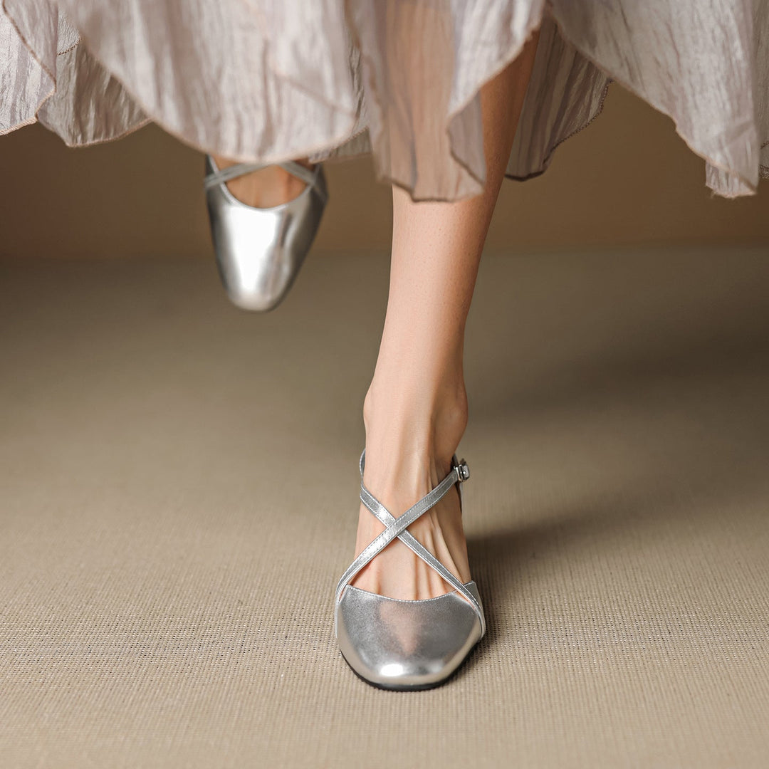 Womens Slingback Shoes Genuine Leather