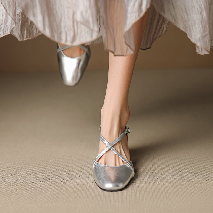 Womens Slingback Shoes Genuine Leather