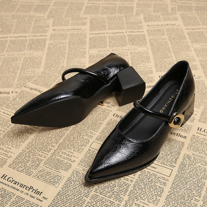 Womens Block Heel Shoes with Adjustable Strap