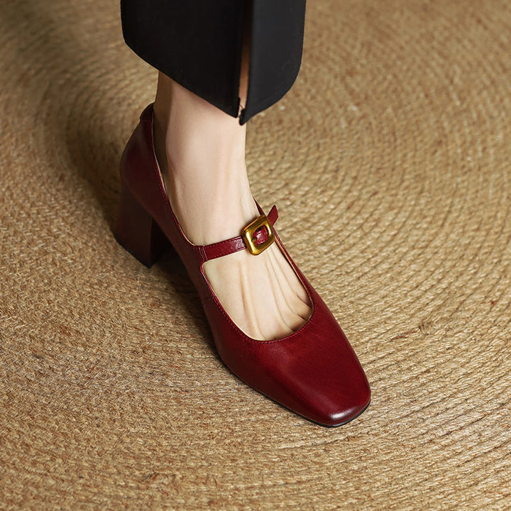 Womens Genuine Leather Heels Classic Fit
