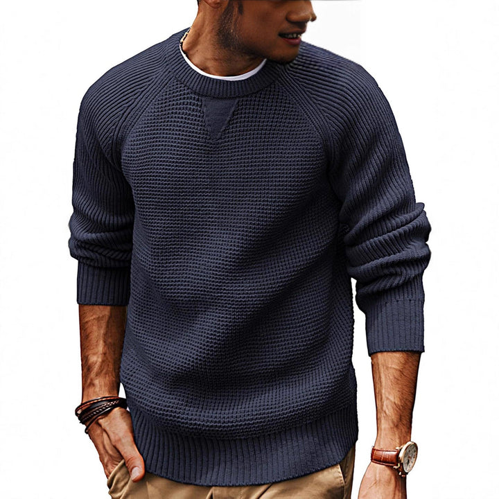 Mens Pullover Sweater Waffle Knit Raglan Fit