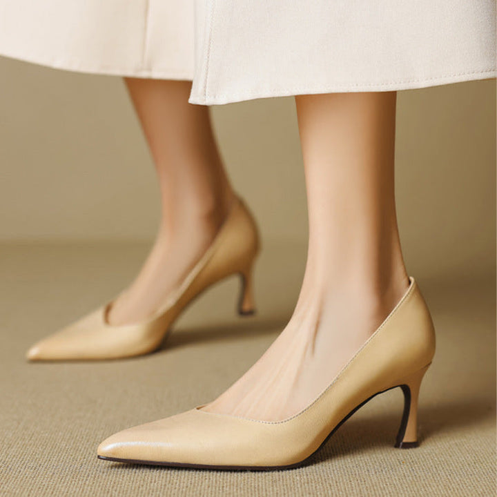 Womens Genuine Leather Heels Classic Fit