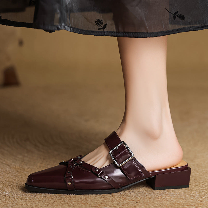 Womens Slingback Shoes Genuine Leather - BritishMode