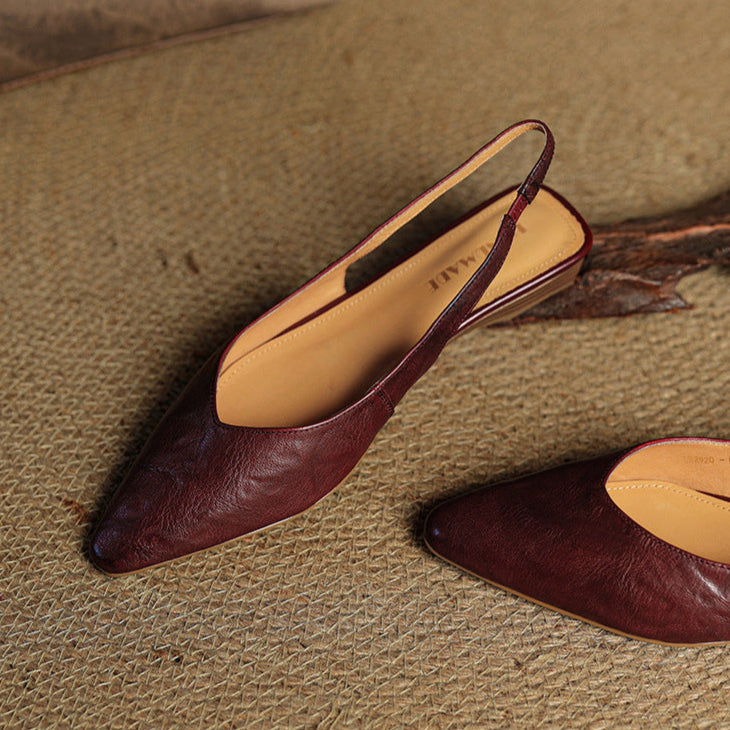 Womens Slingback Shoes Genuine Leather Classic Fit