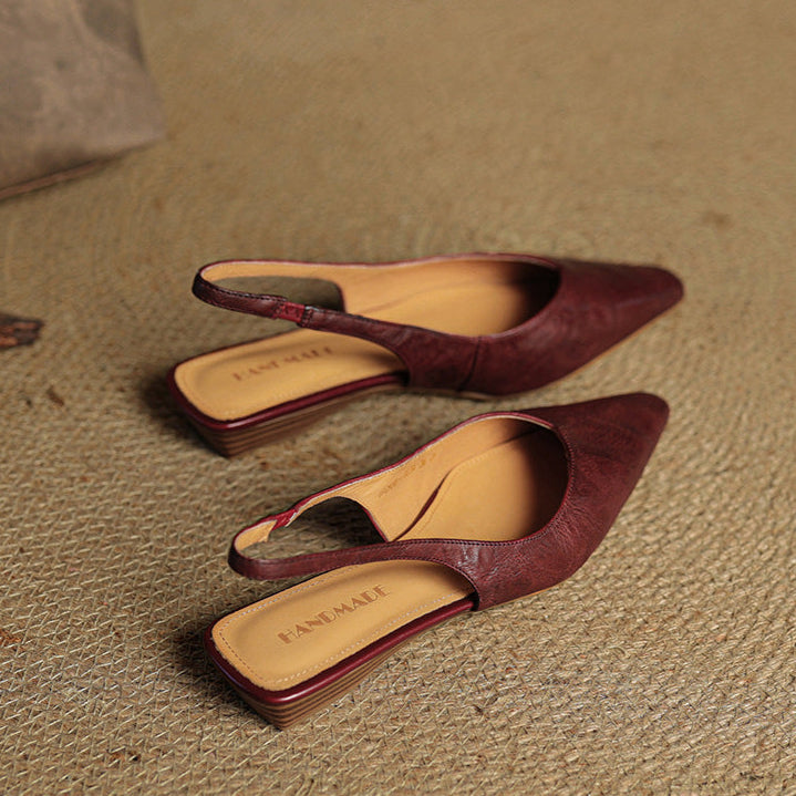 Womens Slingback Shoes Genuine Leather Classic Fit