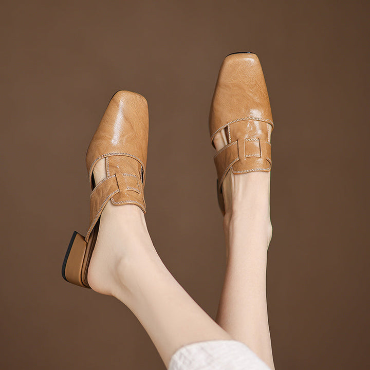 Womens Leather Mules Genuine Leather Slip-On