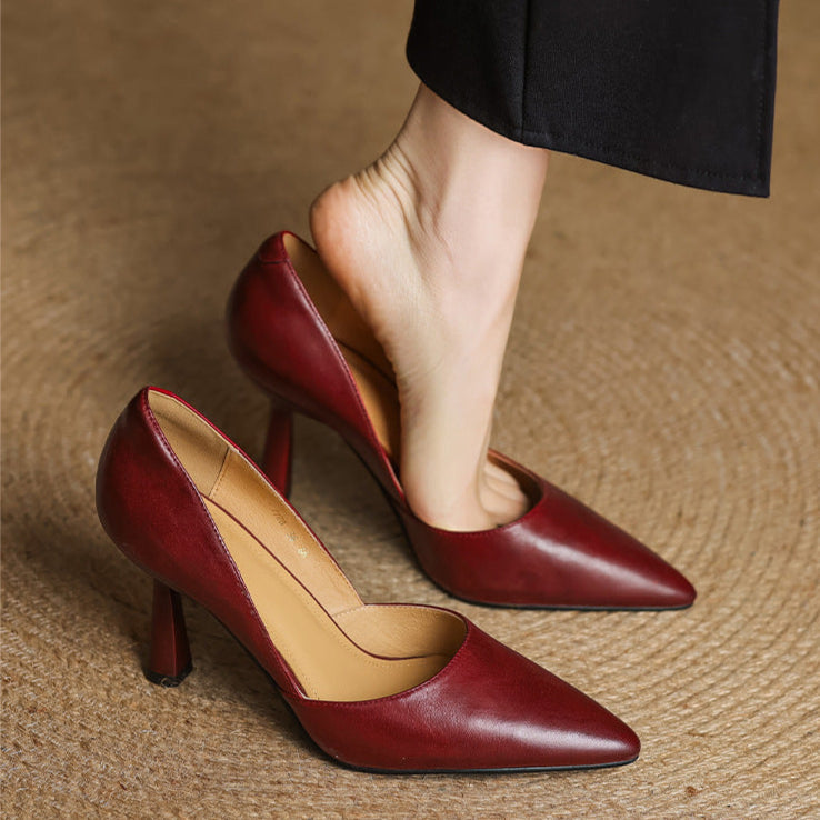 Womens Genuine Leather Heels Classic Fit
