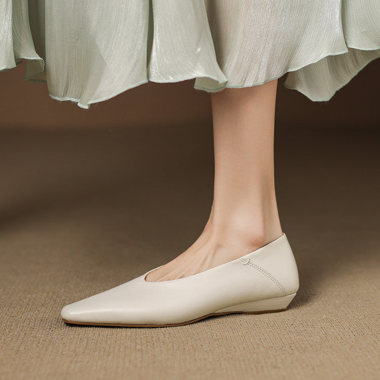 Womens Leather Flats Genuine Material