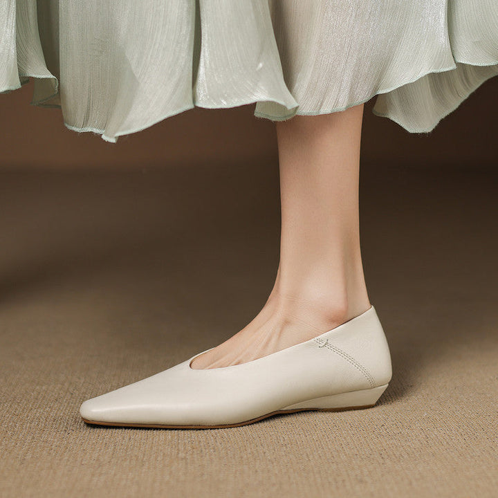 Womens Leather Flats Genuine Material