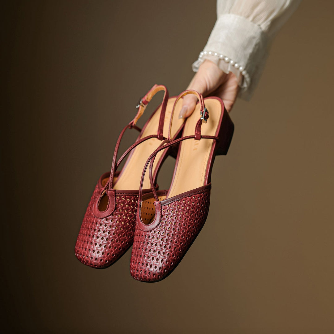 Womens Slingback Shoes Genuine Leather Classic Fit