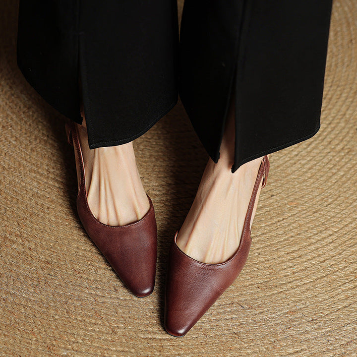 Womens Genuine Leather Heels Classic Fit