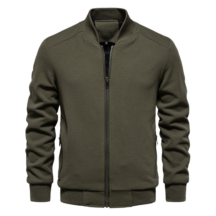 Mens Knit Jacket Textured Full Zipper