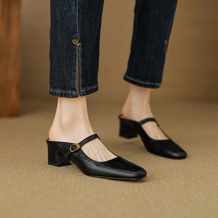 Womens Leather Mules Genuine Leather Slip-On