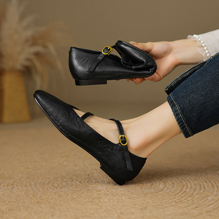 Womens Flats Genuine Leather Slip-On