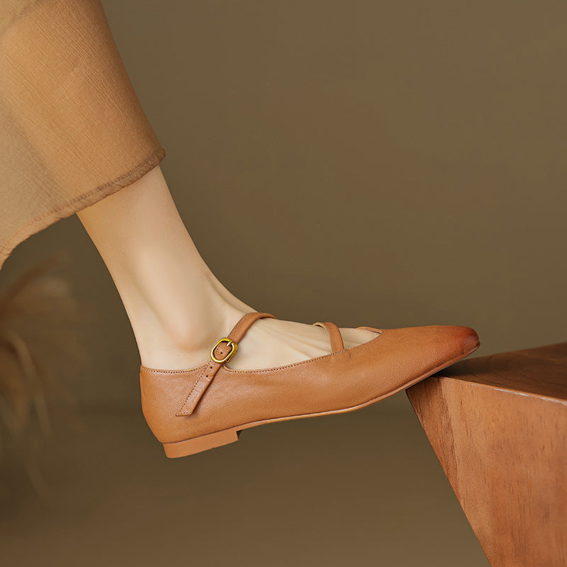 Womens Flats Genuine Leather Slip-On