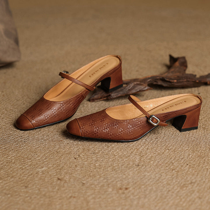 Womens Leather Mules Genuine Leather Slip-On