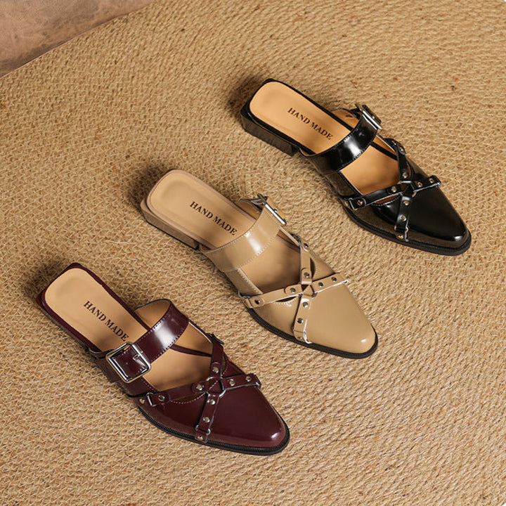 Womens Slingback Shoes Genuine Leather