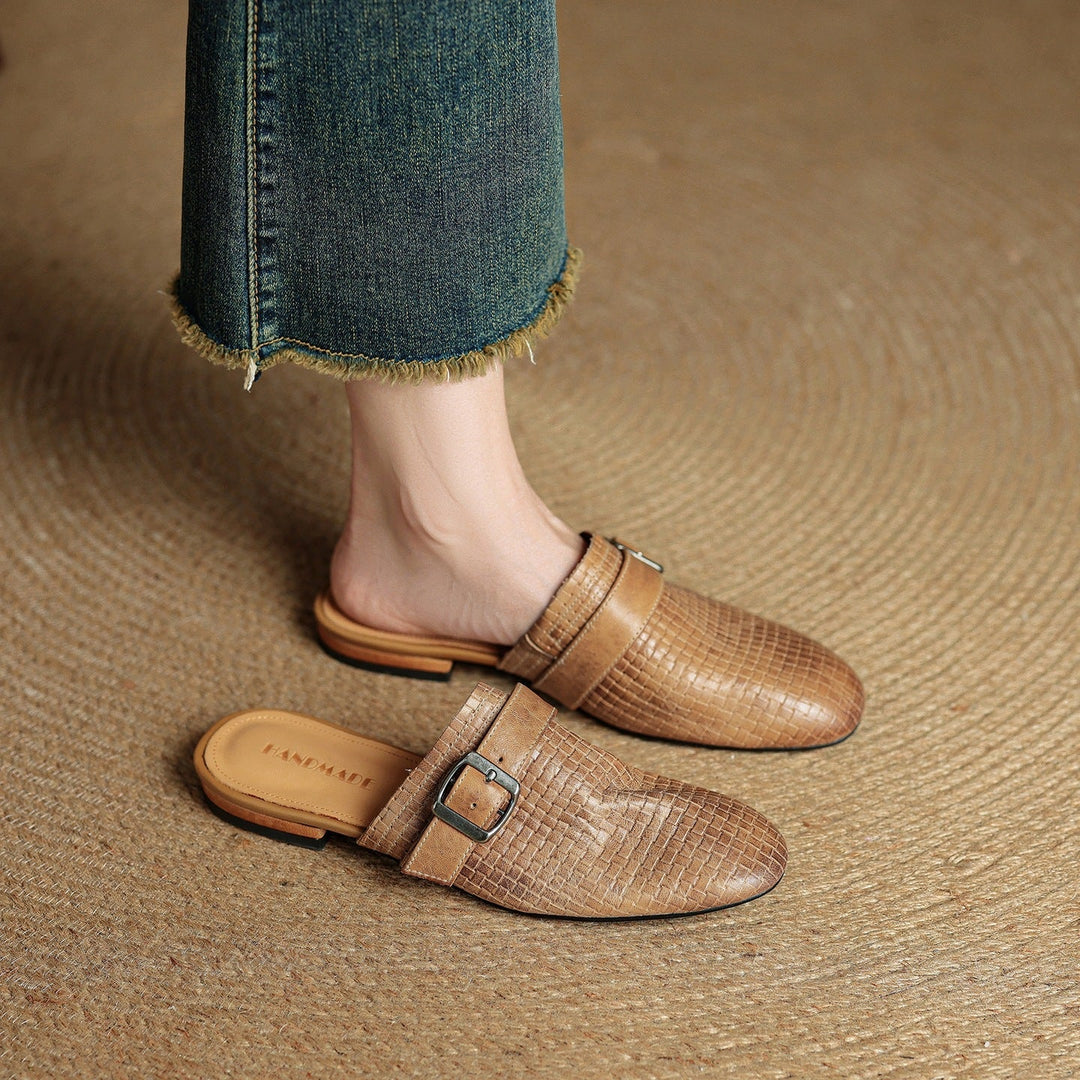 Womens Leather Mules Genuine Leather Slip-On - BritishMode