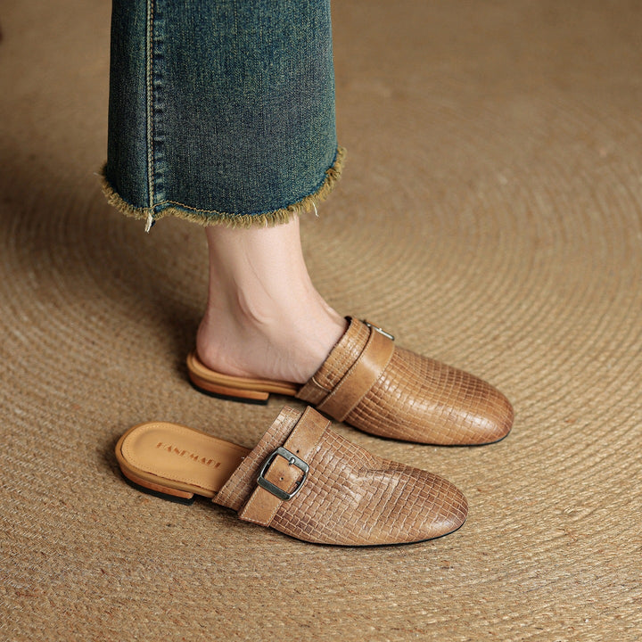Womens Leather Mules Genuine Leather Slip-On - BritishMode