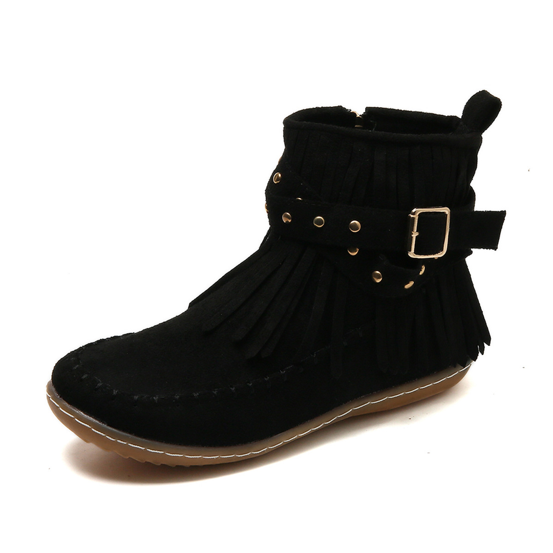 Womens Ankle Boots with Fringe Strap Stylish Fit