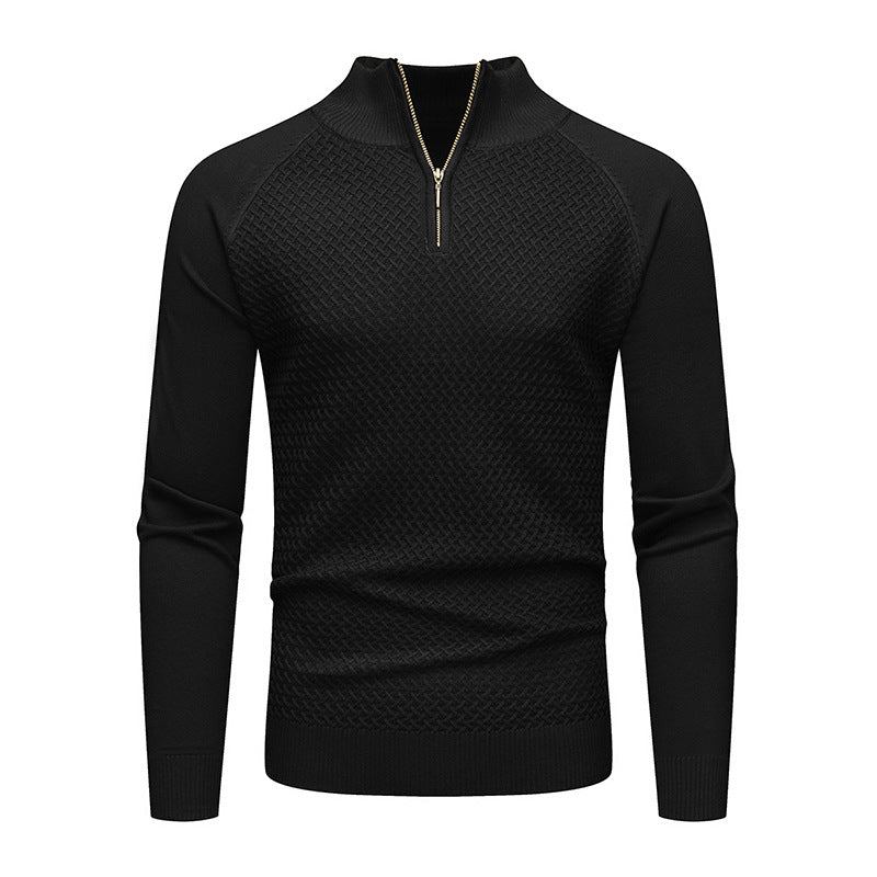 Mens Quarter Zip Sweater Cable Knit Diamond Pattern