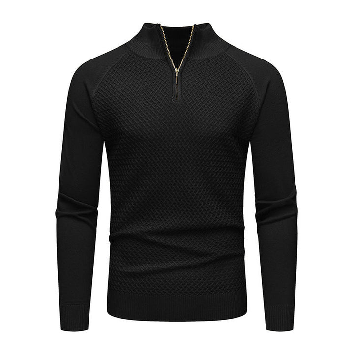 Mens Quarter Zip Sweater Cable Knit Diamond Pattern