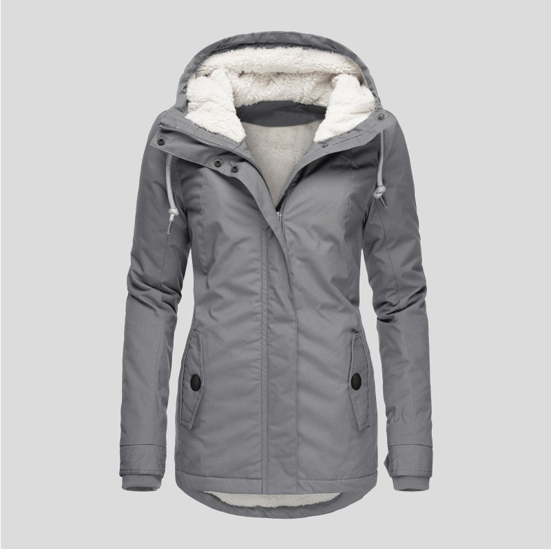 Womens Hooded Coat with Warm Fleece Lining