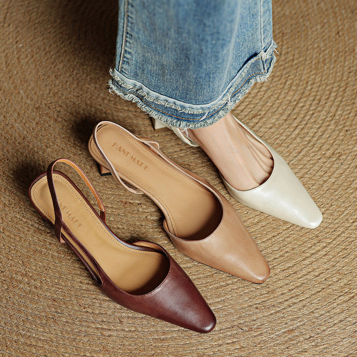 Womens Genuine Leather Heels Classic Fit