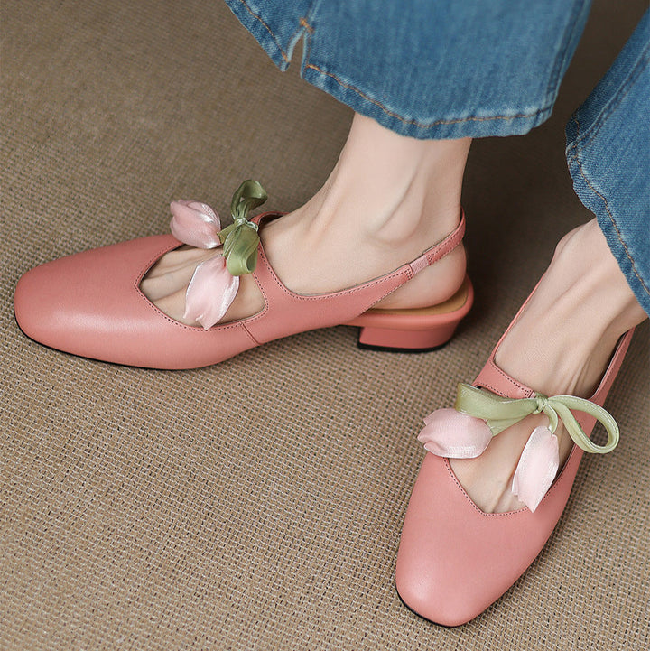 Womens Slingback Shoes Genuine Leather Classic Fit