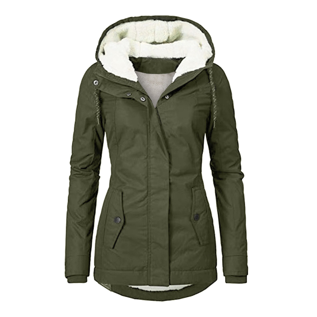 Womens Hooded Coat with Warm Fleece Lining
