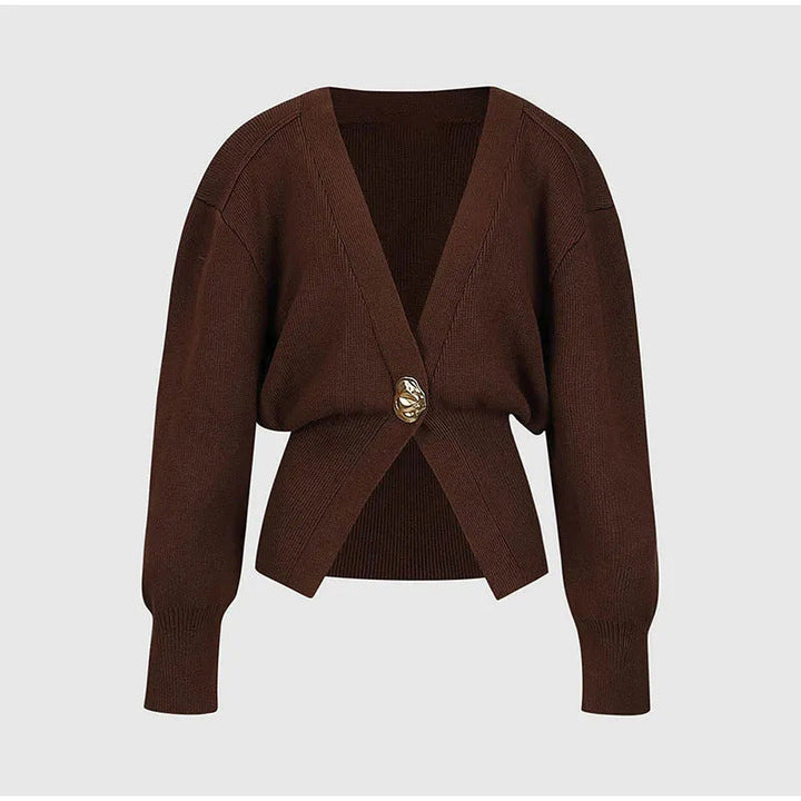 Womens V-Neck Sweater Cardigan Buttoned Elegant Fit