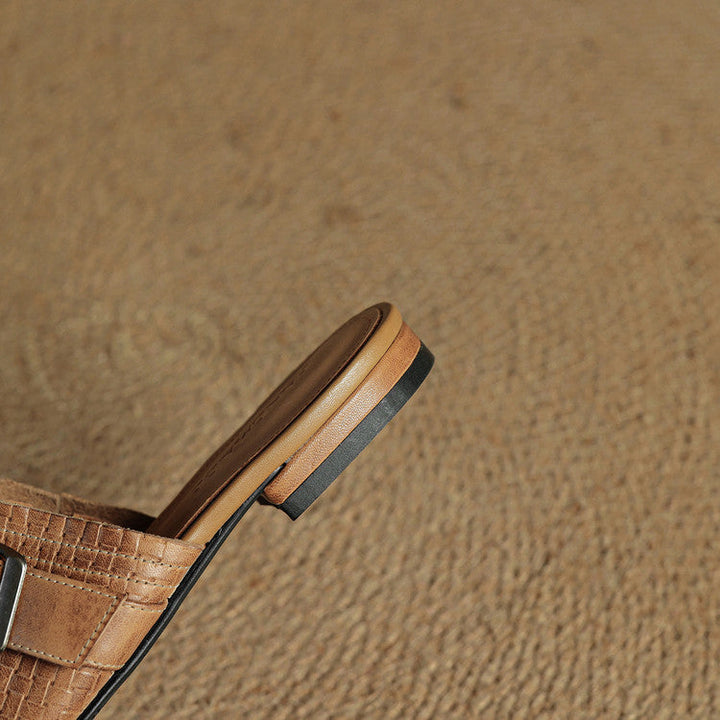 Womens Leather Mules Genuine Leather Slip-On