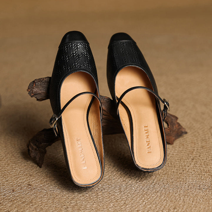 Womens Leather Mules Genuine Leather Slip-On