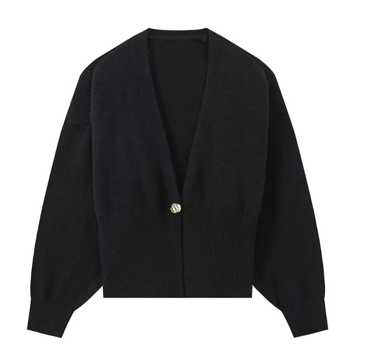 Womens V-Neck Sweater Cardigan Buttoned Elegant Fit