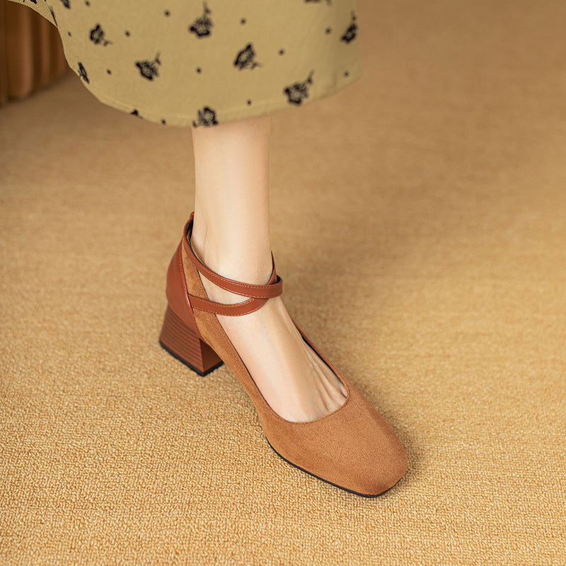 Womens Suede Heels Pointed Toe Classic Fit