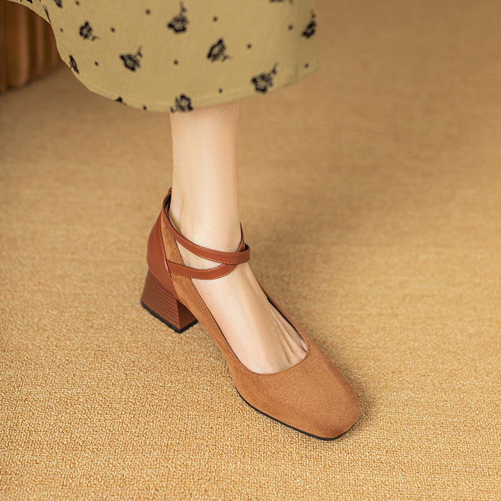 Womens Suede Heels Pointed Toe Classic Fit