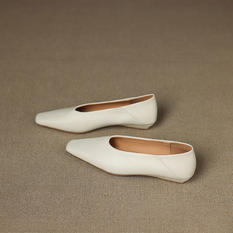 Womens Leather Flats Genuine Material