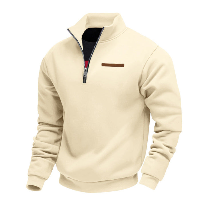 Mens Quarter Zip Pullover High Collar Slim Fit