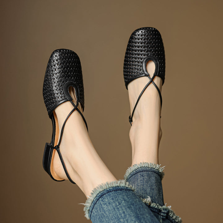 Womens Slingback Shoes Genuine Leather Classic Fit