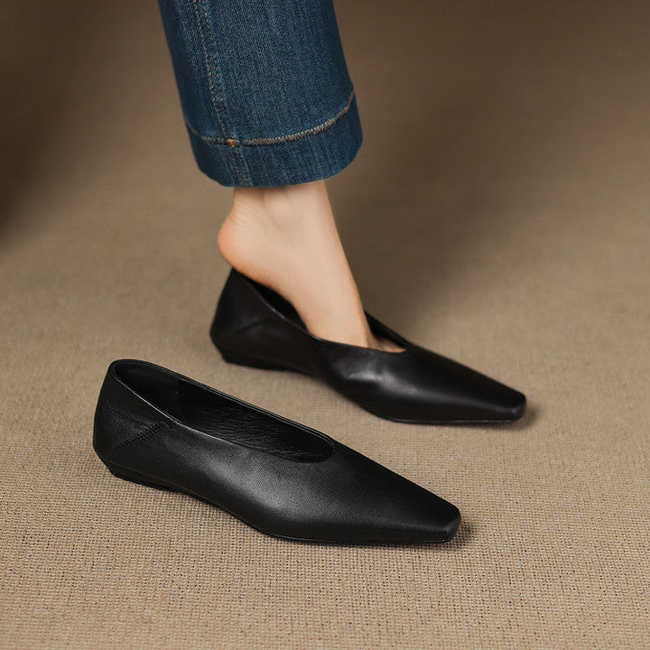 Womens Leather Flats Genuine Material