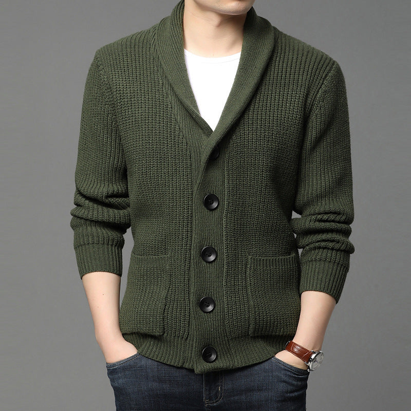 Womens Shawl Collar Cardigan Knitted Fabric Relaxed Fit