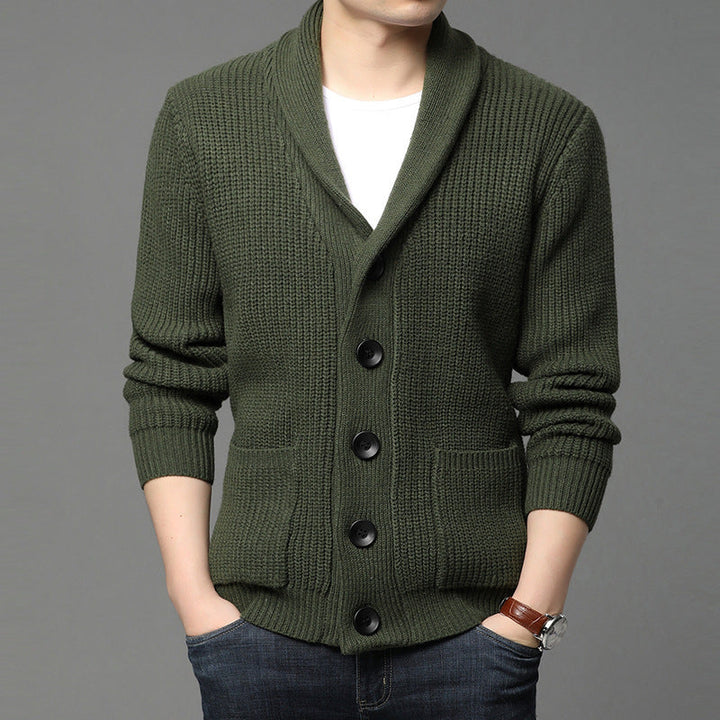 Womens Shawl Collar Cardigan Knitted Fabric Relaxed Fit