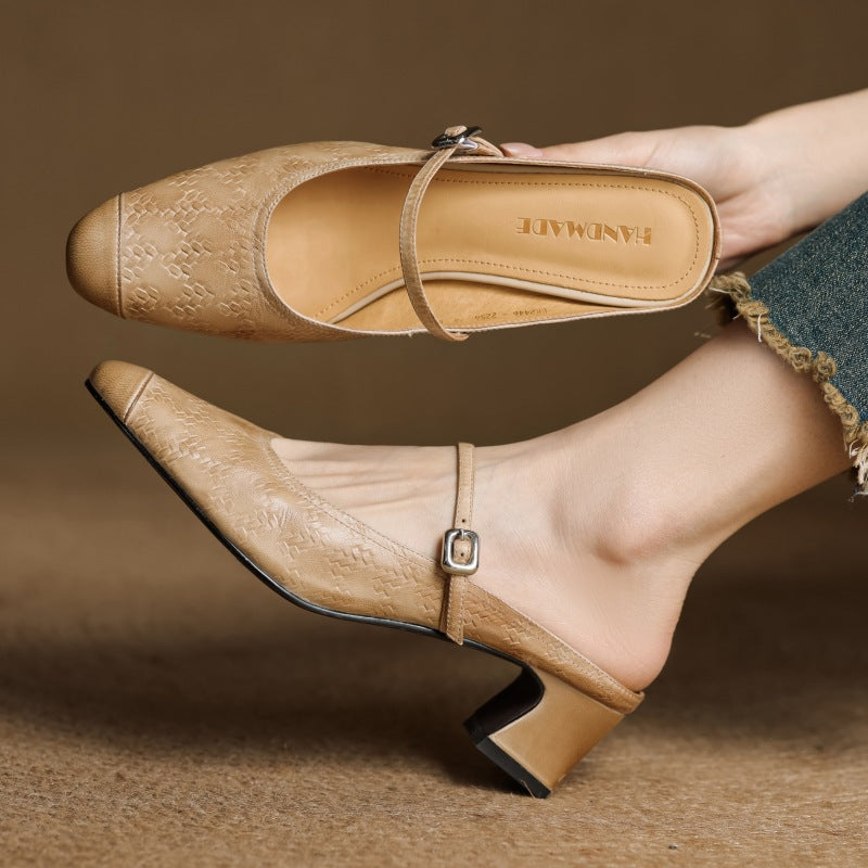 Womens Leather Mules Genuine Leather Slip-On