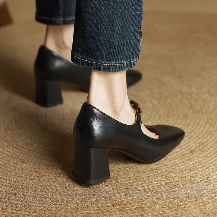 Womens Genuine Leather Heels Classic Fit