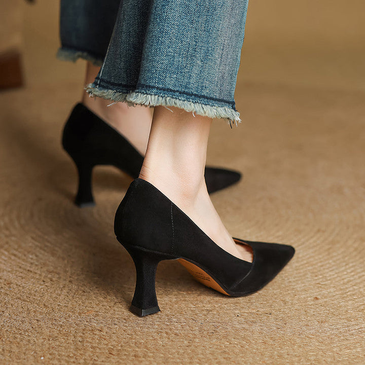 Womens Genuine Leather Heels Classic Fit