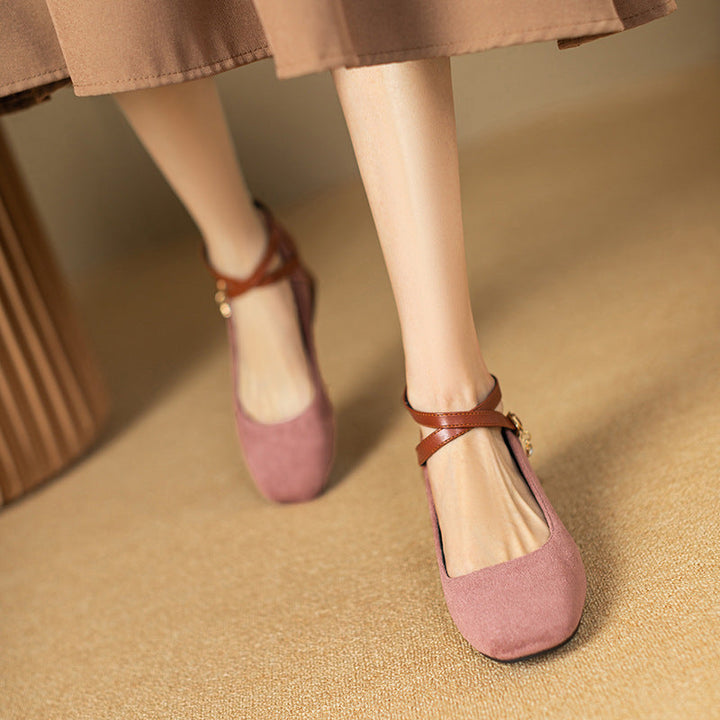 Womens Suede Heels Pointed Toe Classic Fit